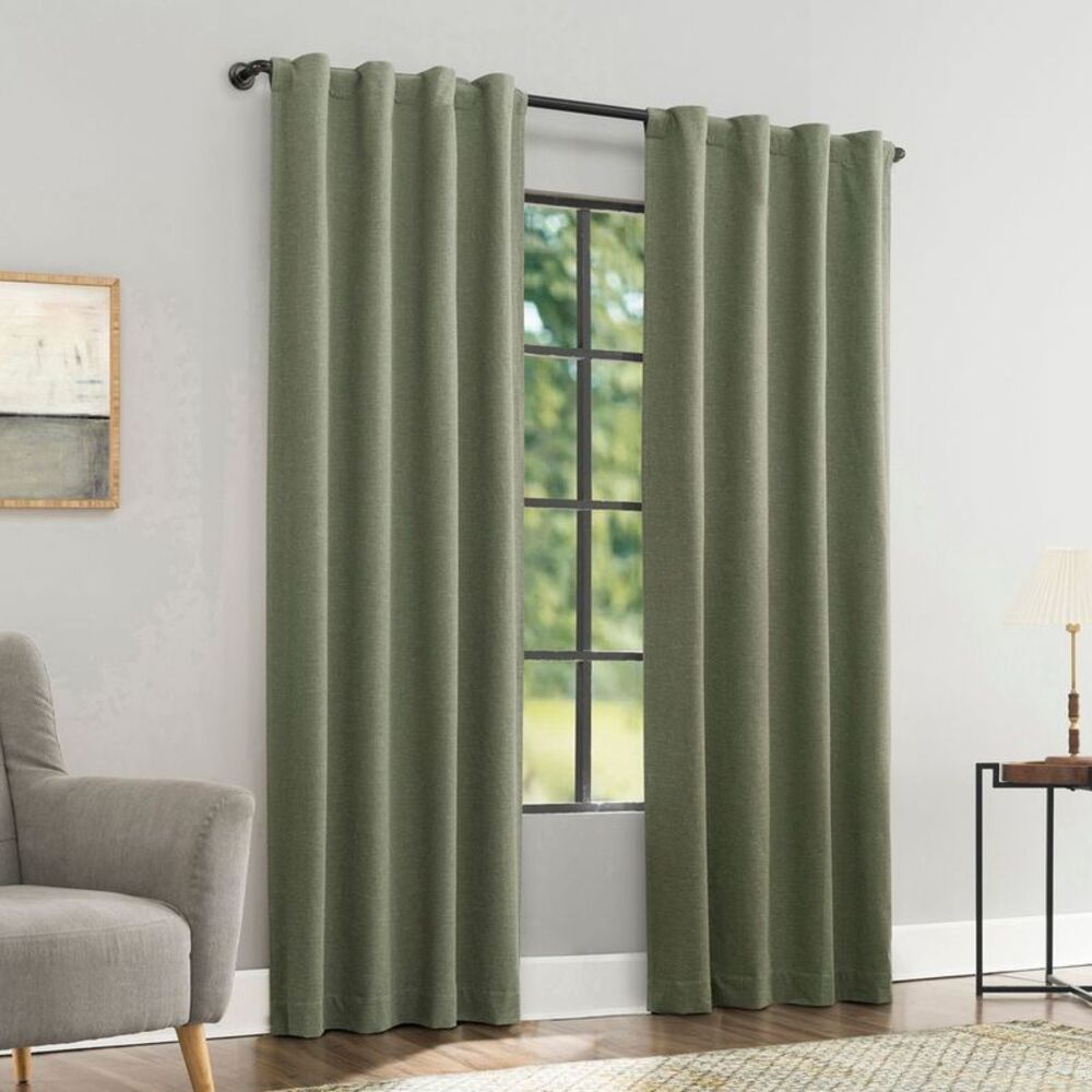 40"x84" Sun Zero Treviso Linen Blend Magnetic Closure 100% Blackout Back Ta